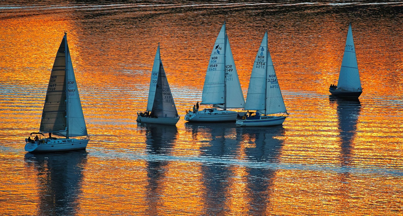 white sail boat on body of water during sunset